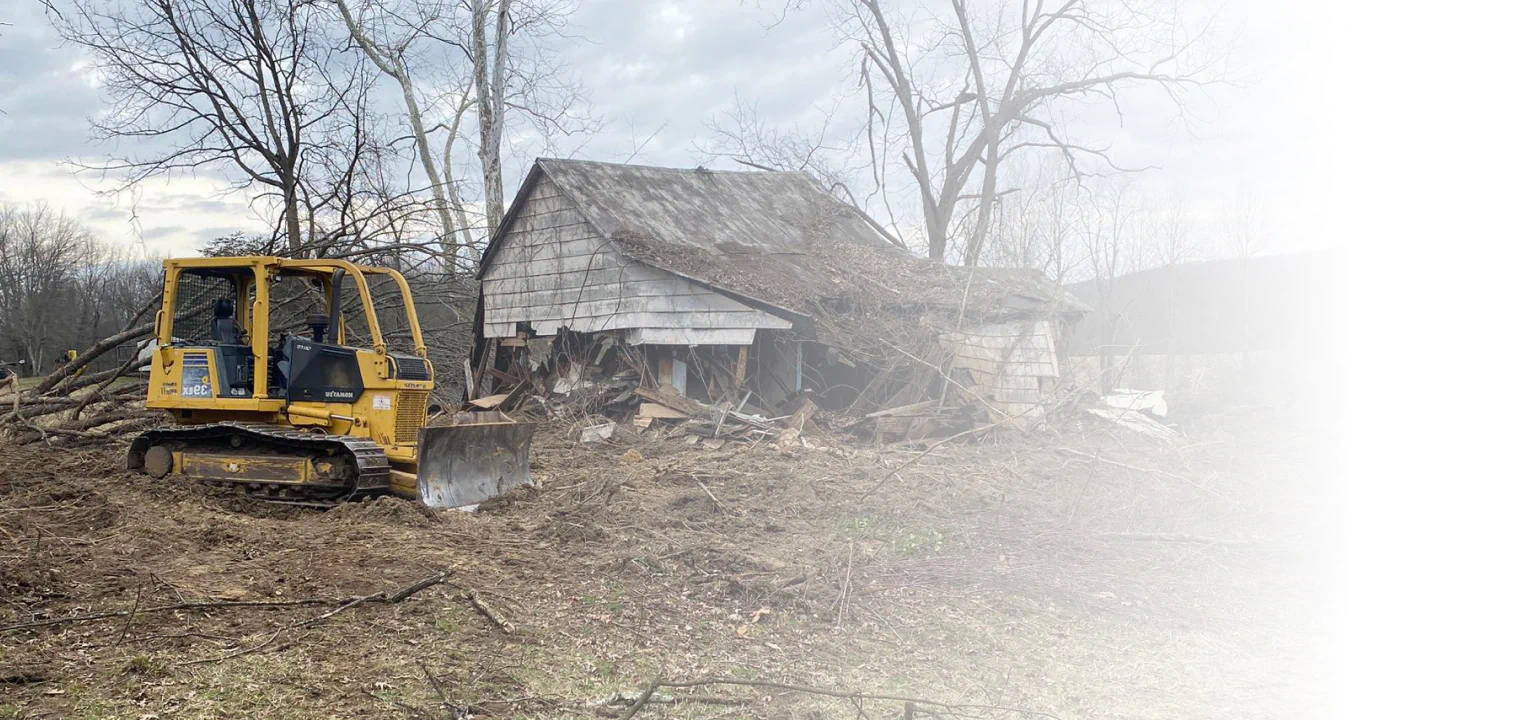 mini bulldozer at service doing land clearing work